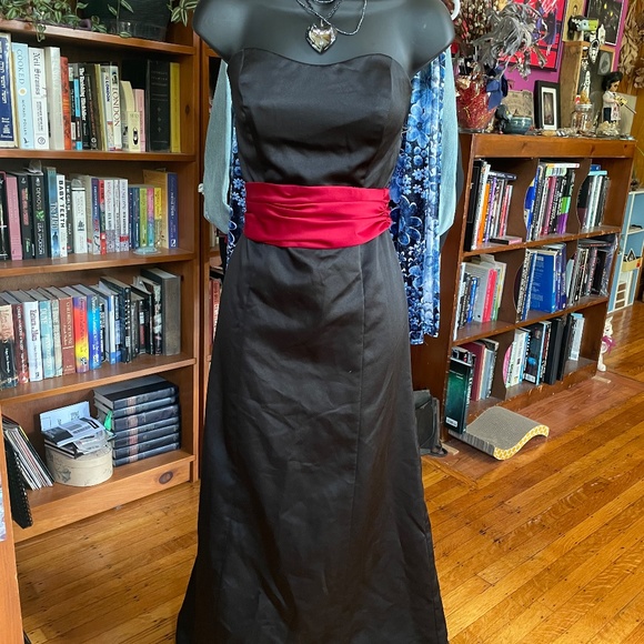 David's Bridal Dress - Strapless - W/Belt - Style 81599DC - Size 6 - Black Satin - Picture 2 of 9